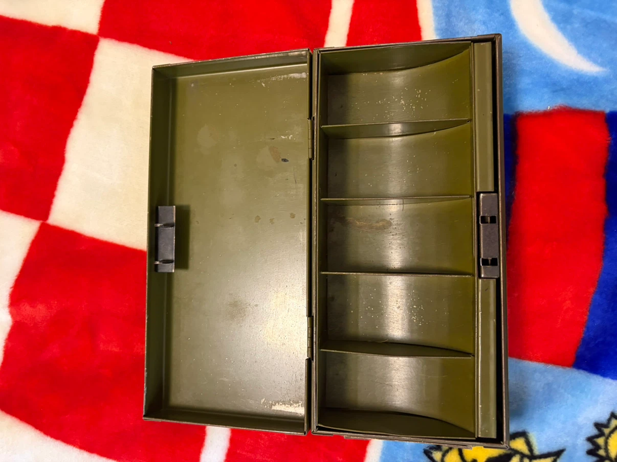 Vintage Metal Cash Box - Army Olive Green