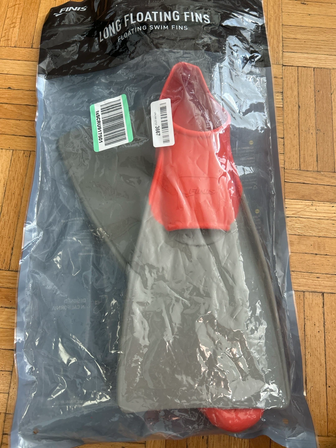 FINIS Long Floating Swim Fins - Red/Grey - Size L