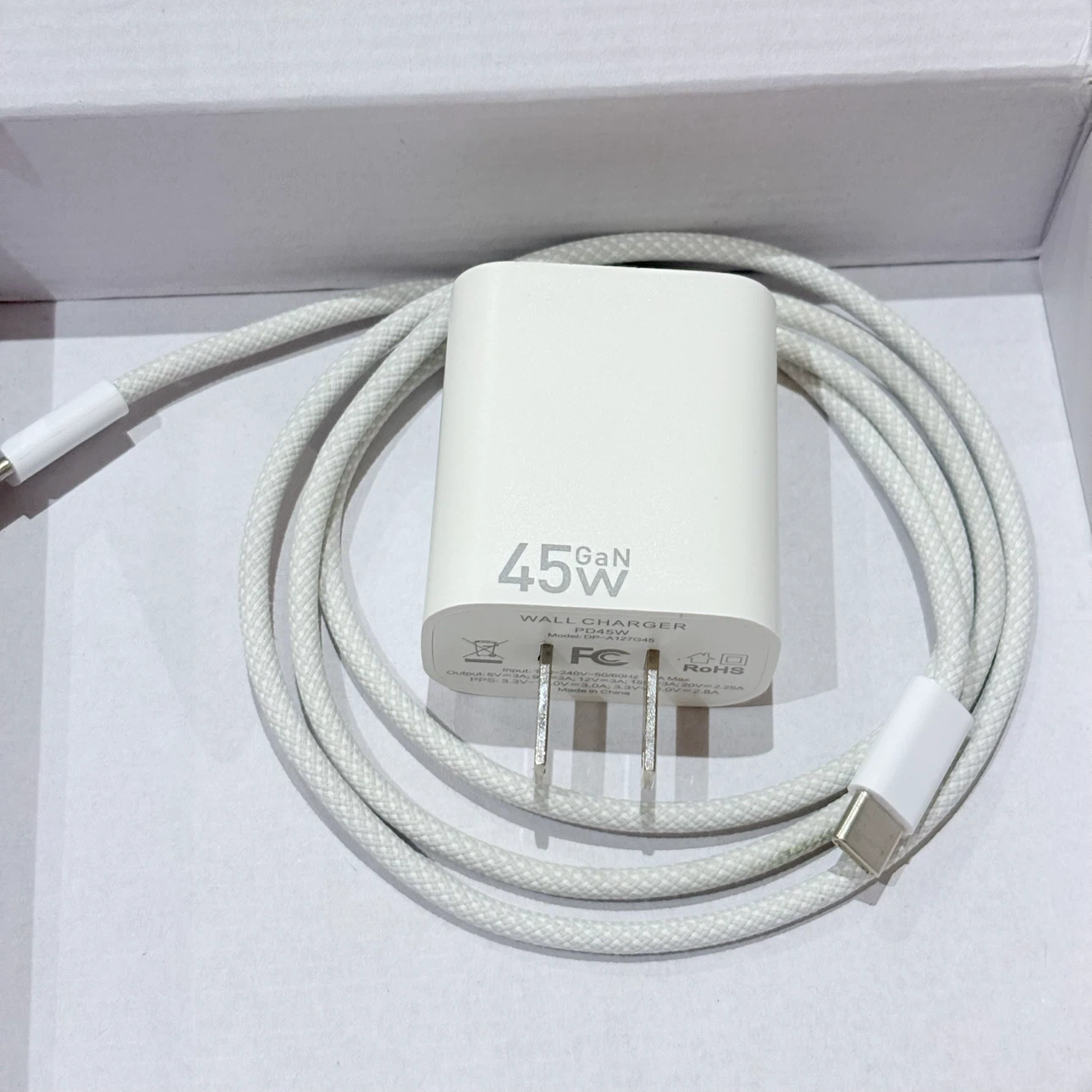 45W GaN USB-C Wall Charger with Braided Cable