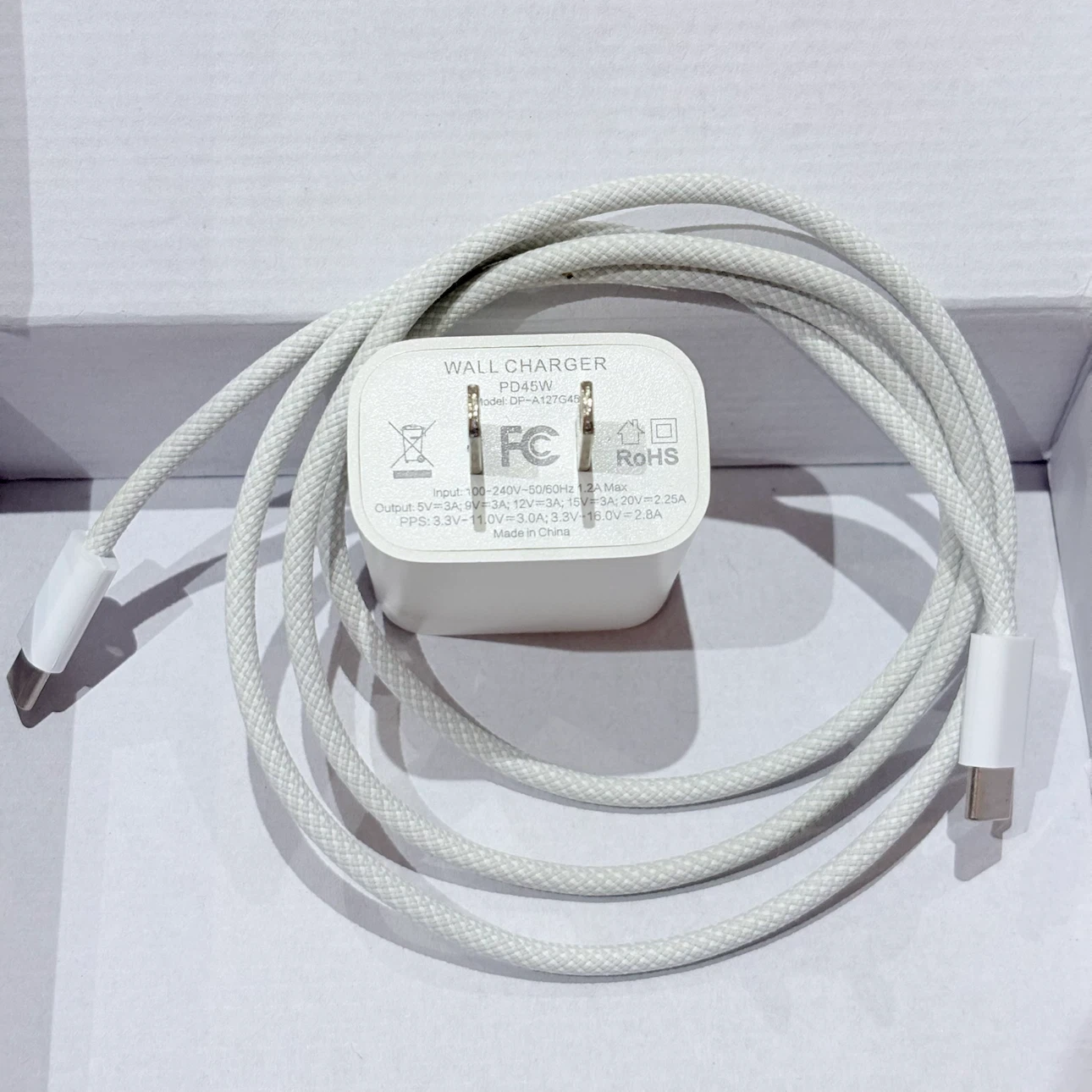 45W GaN USB-C Wall Charger with Braided Cable - photo 2