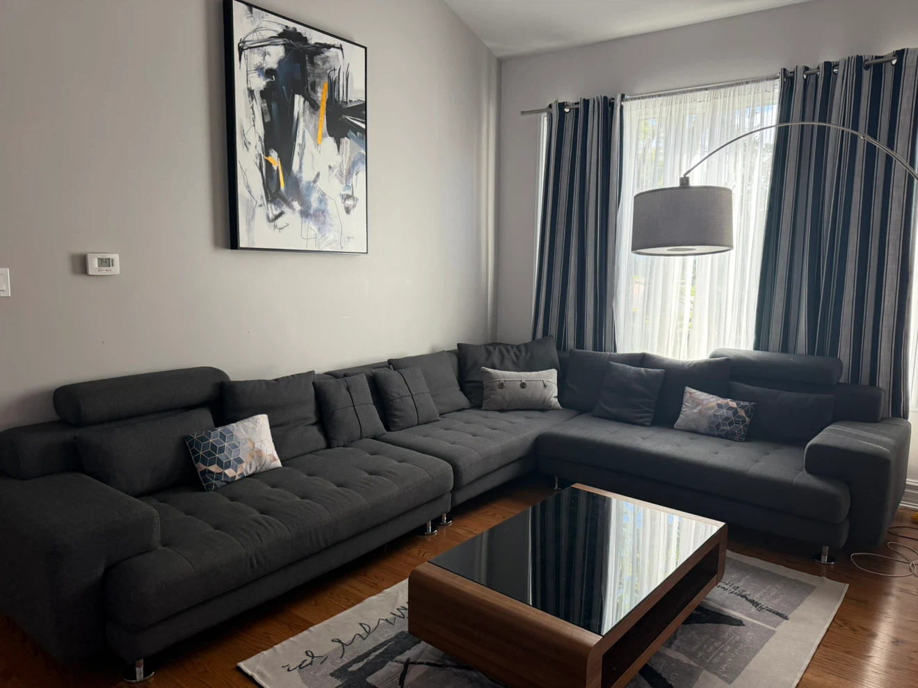 Large Charcoal Sectional Sofa - photo 2