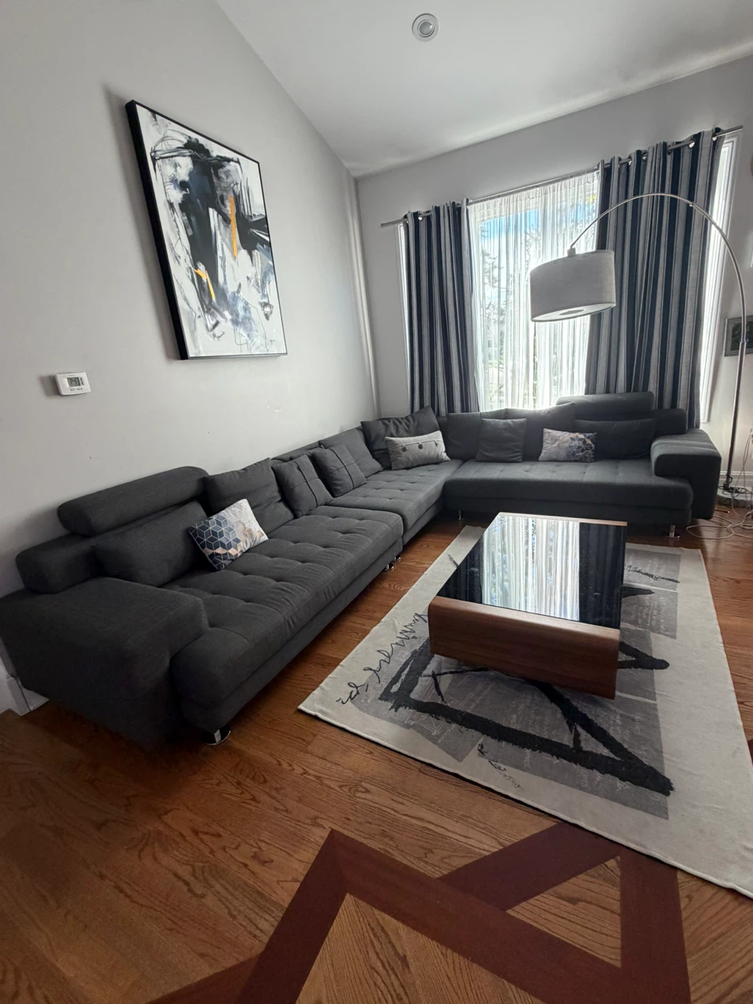 Large Charcoal Sectional Sofa - photo 3