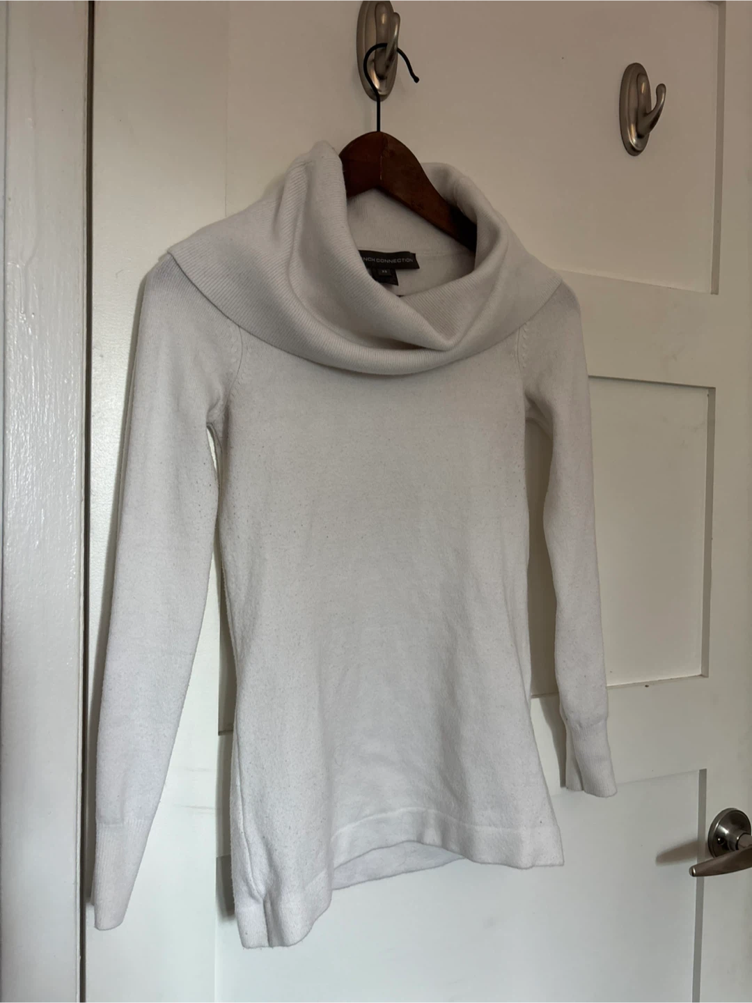 French Connection White Cowl Neck Sweater
