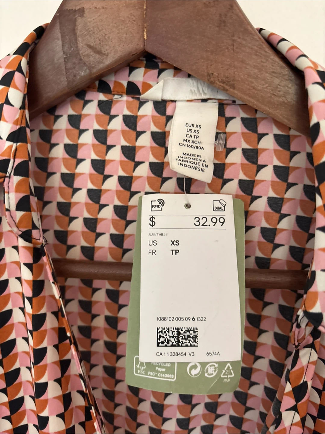 H&M Patterned Wrap Dress Size XS - photo 2