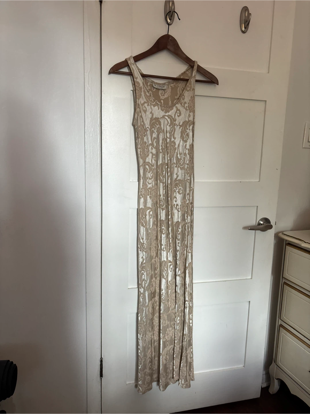Le Chateau Tan Floral Maxi Dress