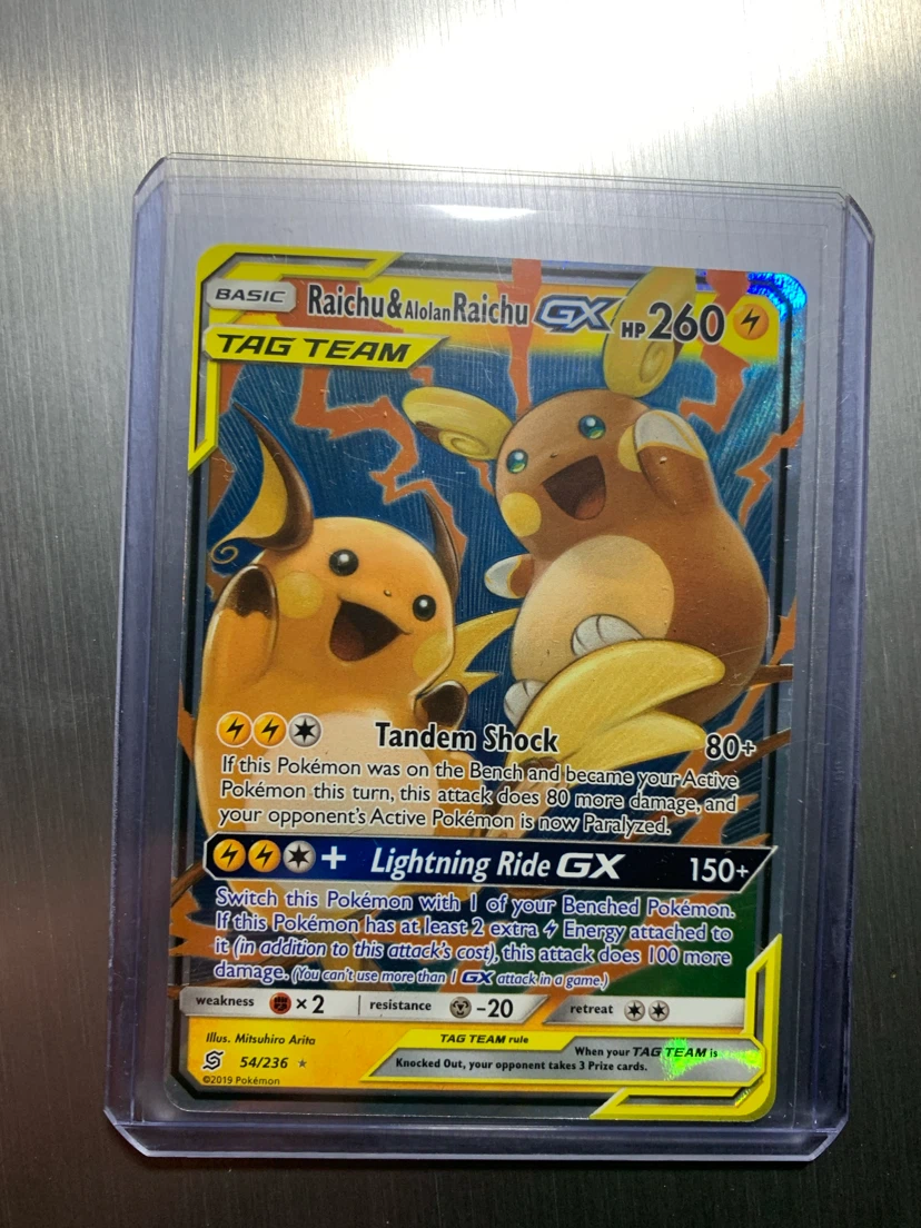 Raichu & Alolan Raichu GX Tag Team Pokemon Card
