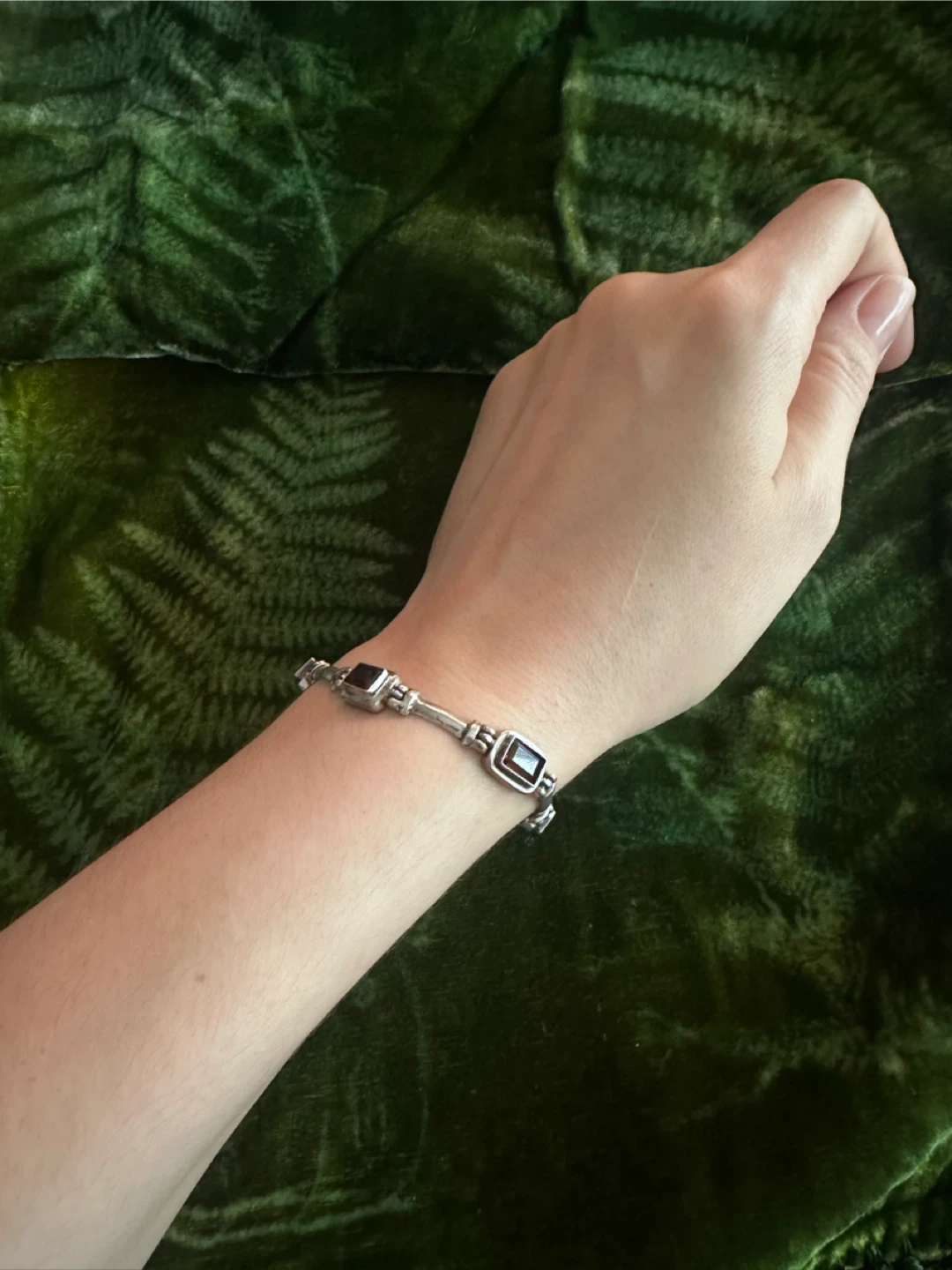 Vintage Sterling Silver and Garnet Bracelet