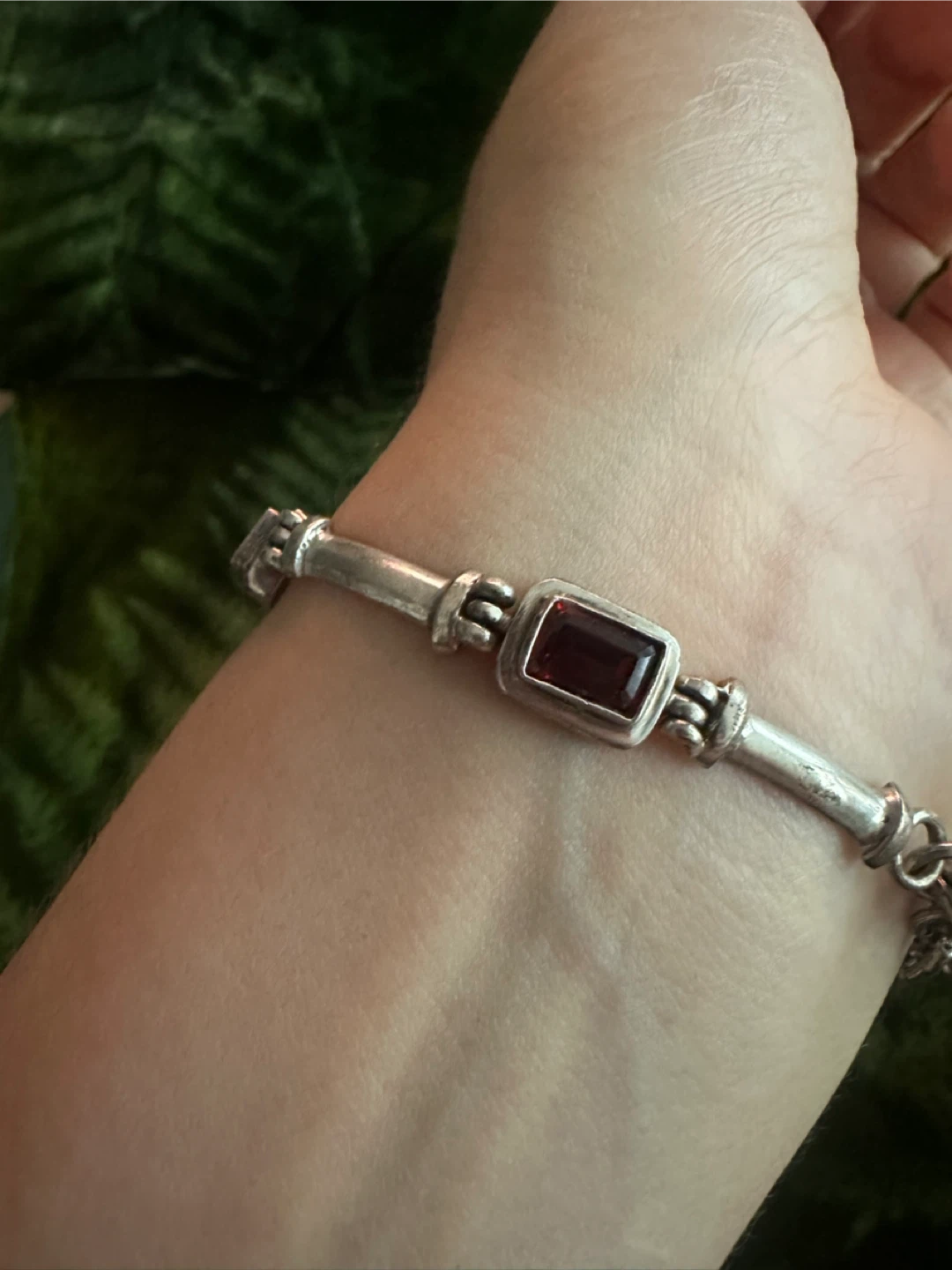 Vintage Sterling Silver and Garnet Bracelet - photo 2