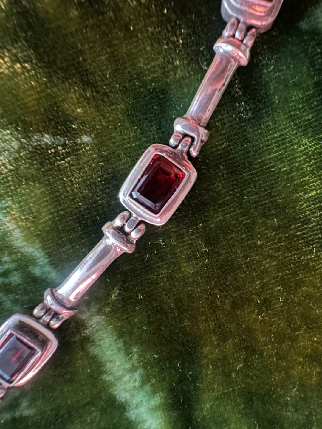 Vintage Sterling Silver and Garnet Bracelet - photo 4