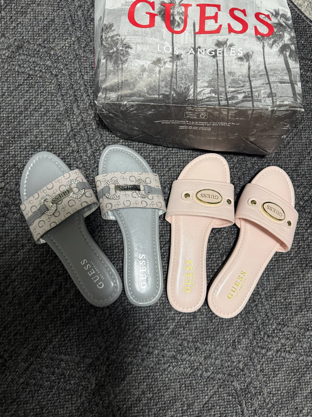 Two Pairs of Guess Sandals pink 5 size gray 6 size - photo 2