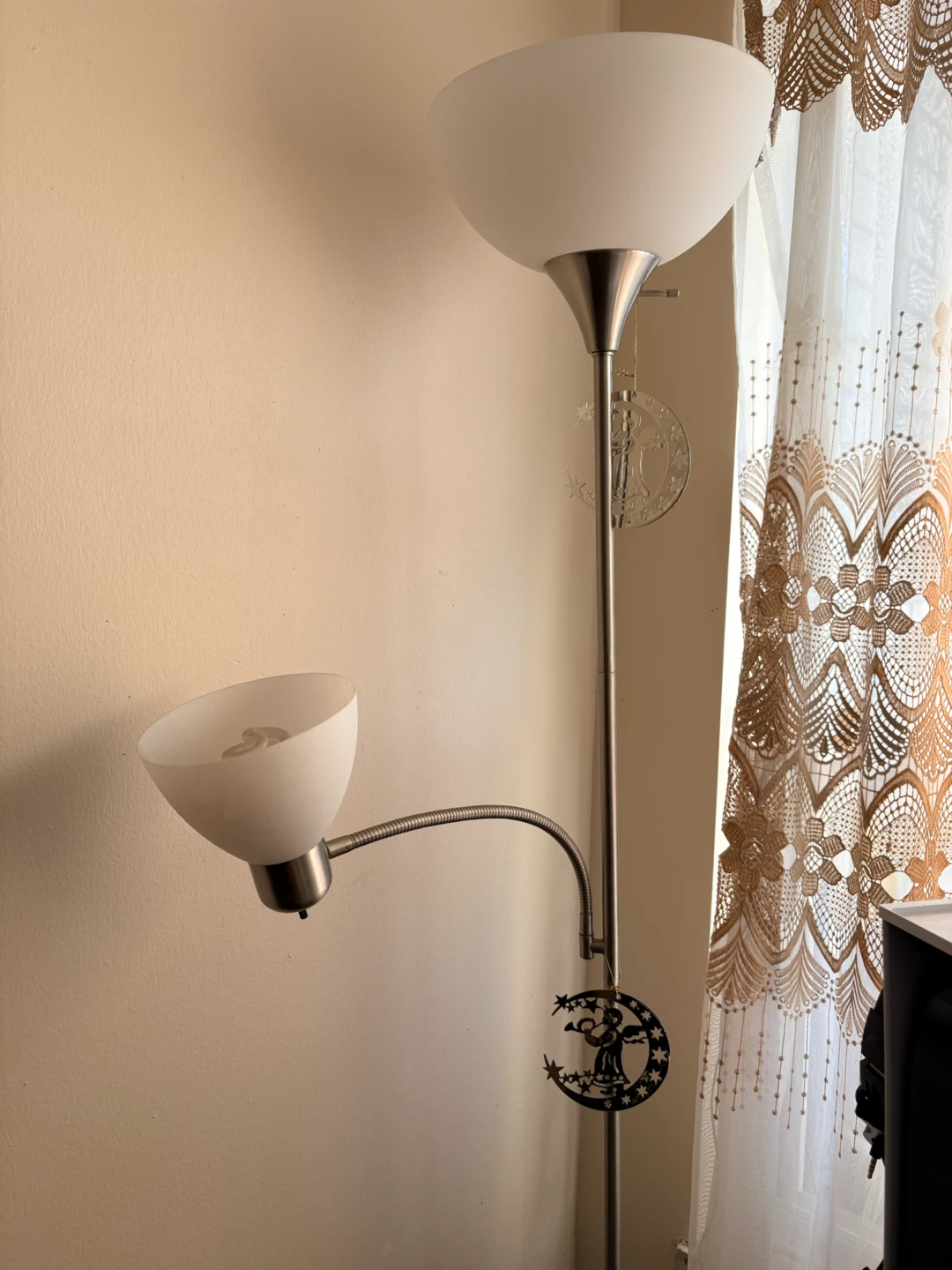 Brushed Nickel Torchiere Floor Lamp with Reading Light