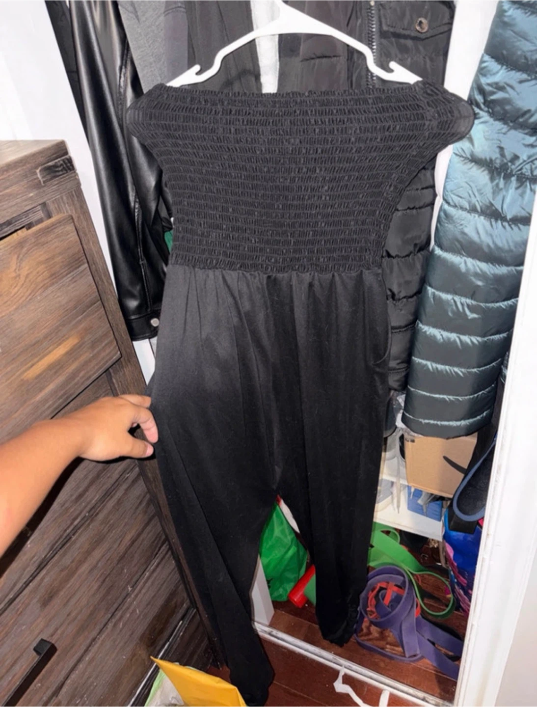 Full Circle Trends Black Smocked Jumpsuit