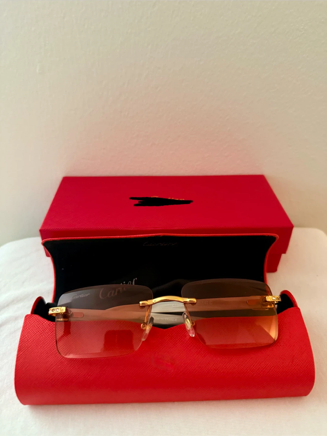 Cartier rimless sunglasses with red case - photo 2