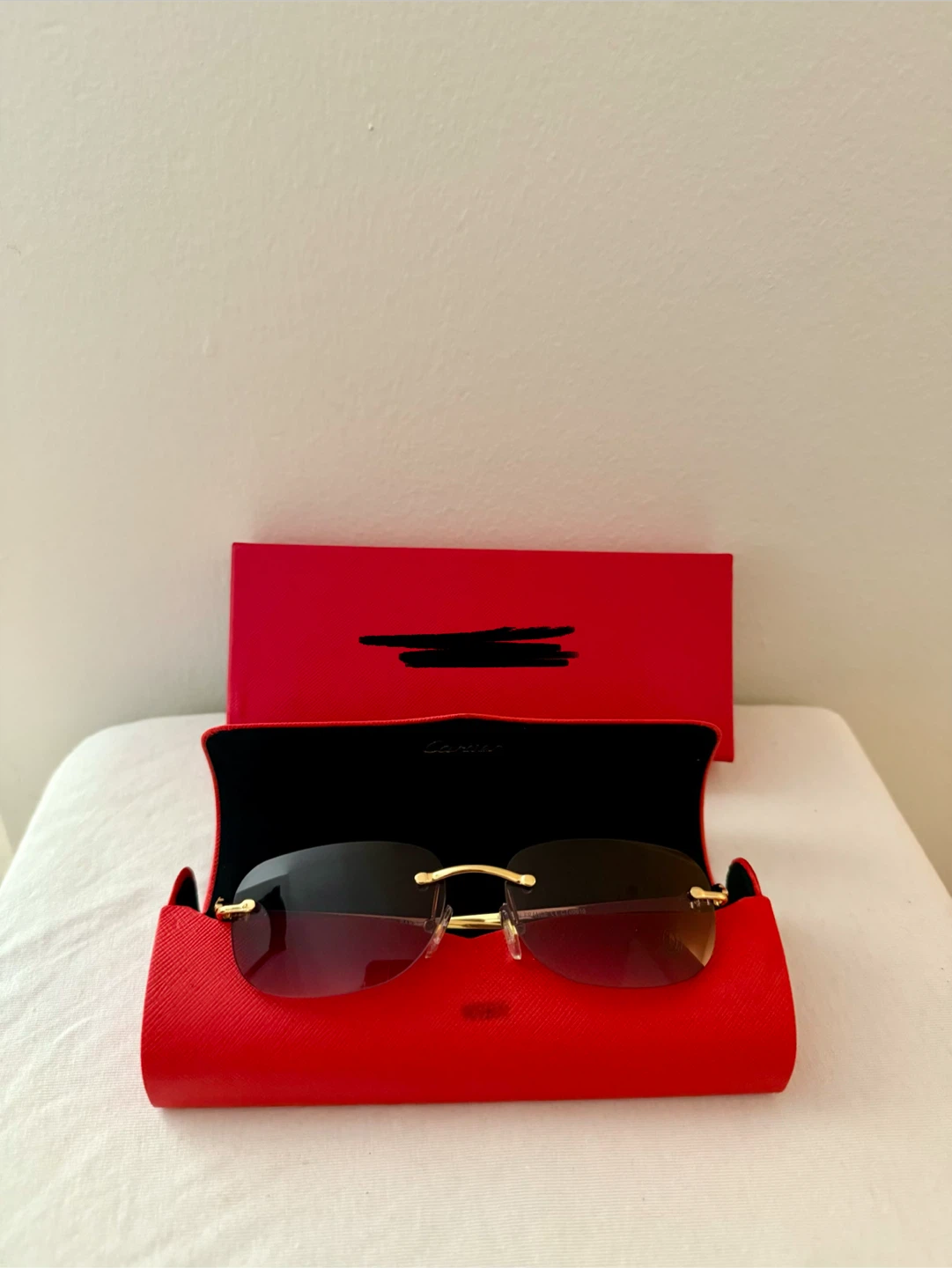 Cartier rimless sunglasses with red case - photo 3