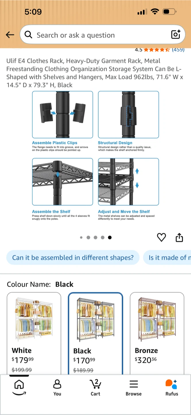 Ulif E4 Clothes Rack, Heavy-Duty Garment Rack - photo 2