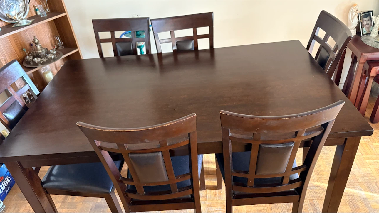 Dark Wood Dining Table with 6 Chairs