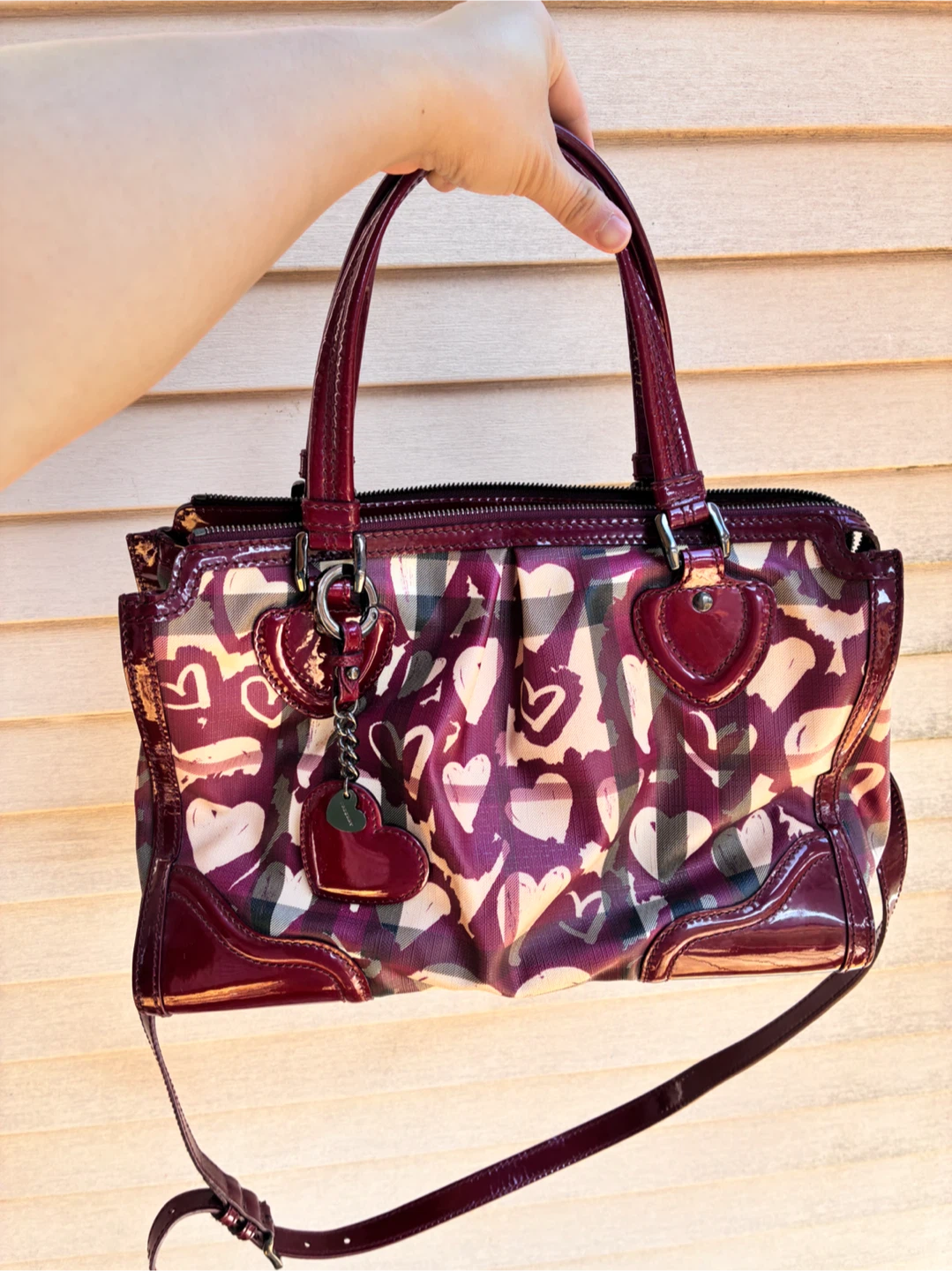 Red Burberry 2 way bag