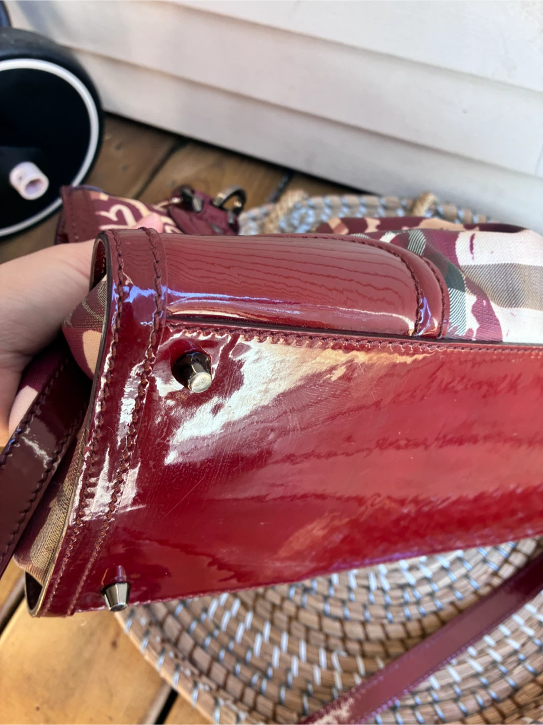 Red Burberry 2 way bag - photo 4