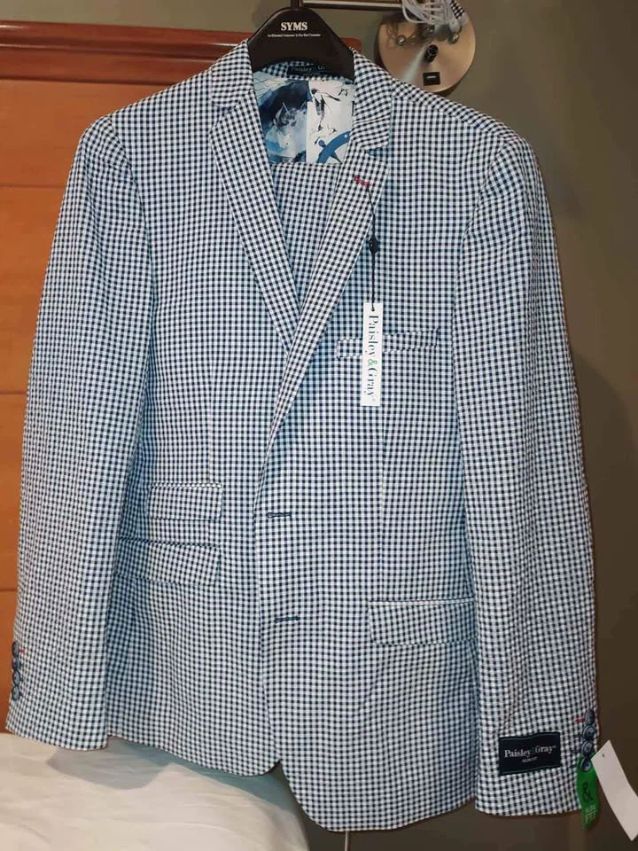 Paisley & Gray Navy Gingham Slim Fit Suit - photo 2