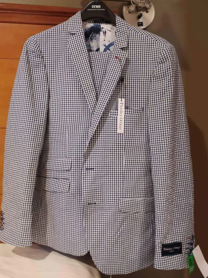 Paisley & Gray Navy Gingham Slim Fit Suit - photo 3