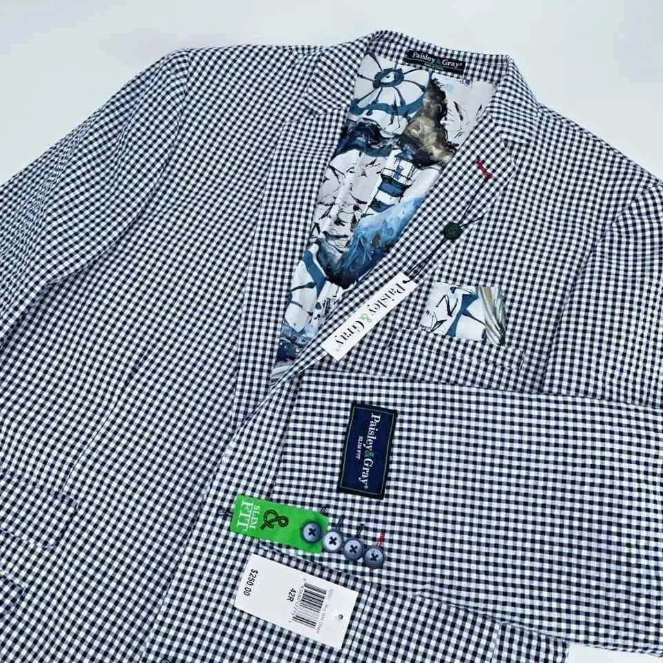 Paisley & Gray Navy Gingham Slim Fit Suit - photo 4