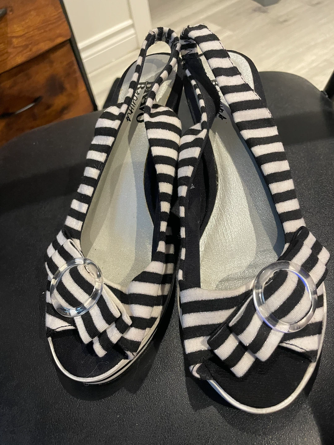 Bravo Browns Nautical Striped Wedge Slingbacks | Size 37 - photo 5