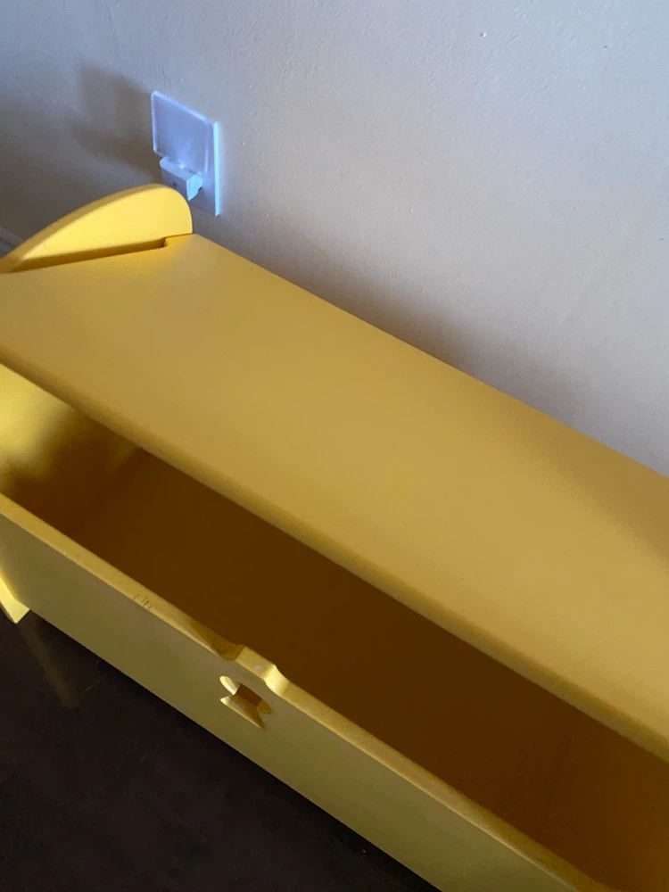 Yellow wooden toy chest / bench - photo 4