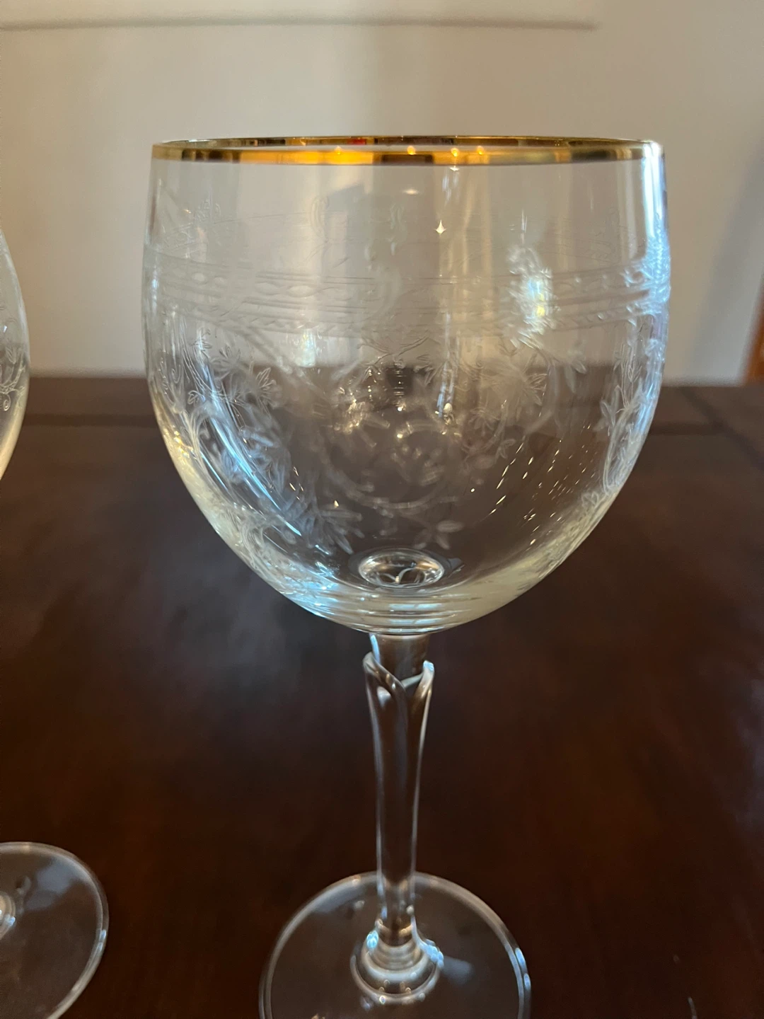 Vintage Set of 2 Vintage Crystal Wine Glasses - photo 2
