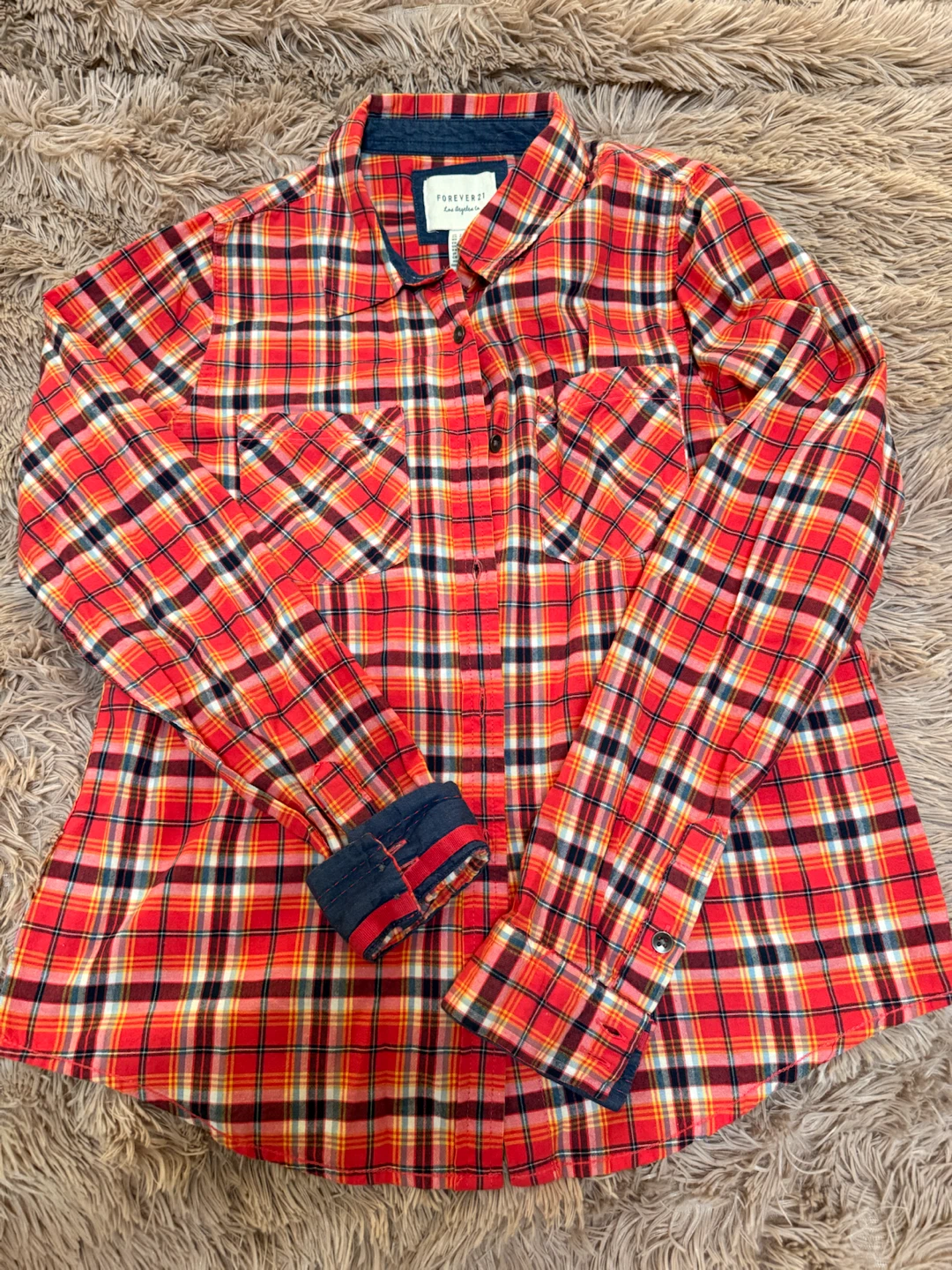 Plaid Button-Up Shirt S