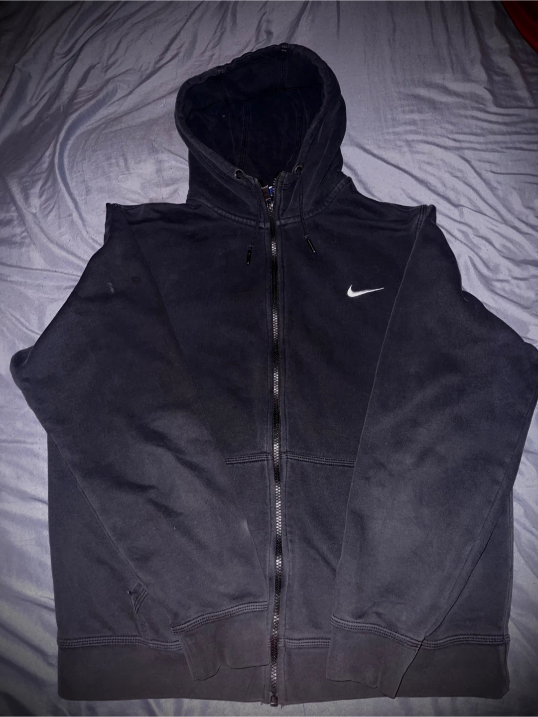 Nike Zip Up Hoodie Size L Black Full Zip Sweatshirt