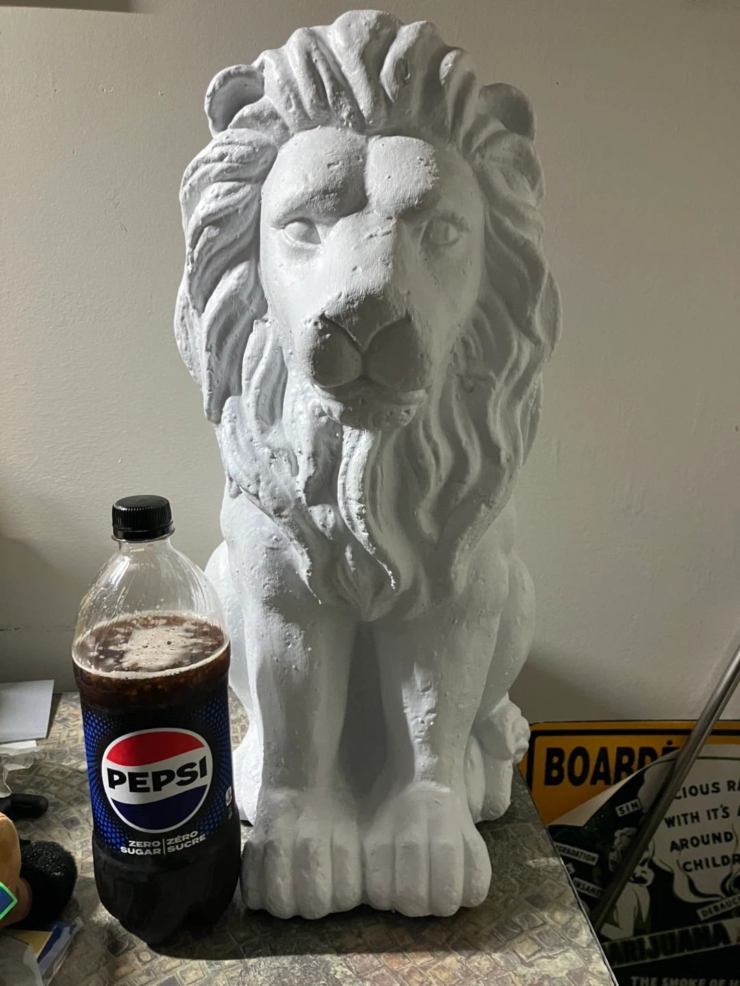 Decorative white lion statue