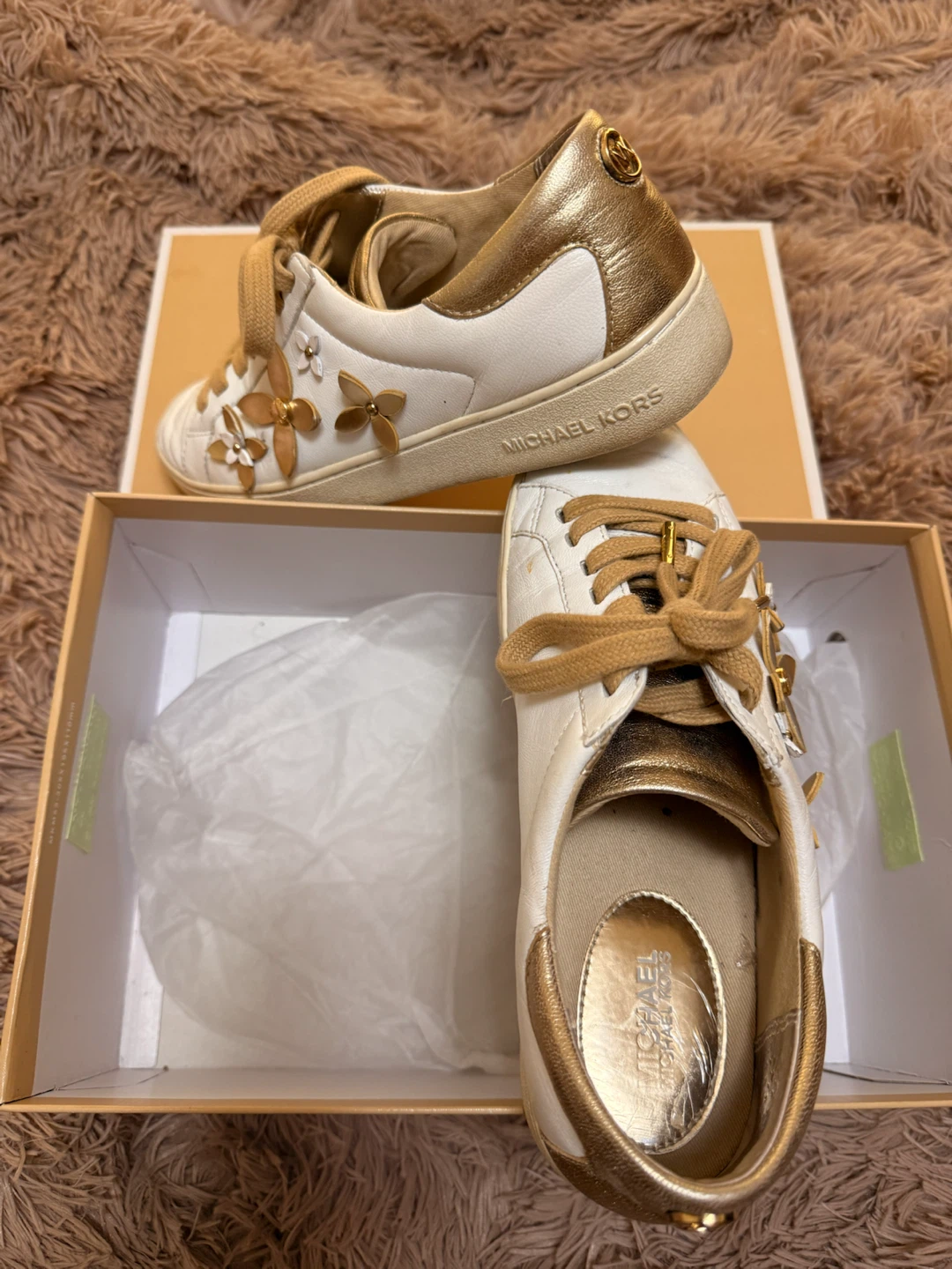 Michael Kors Women's Floral Sneakers White Gold