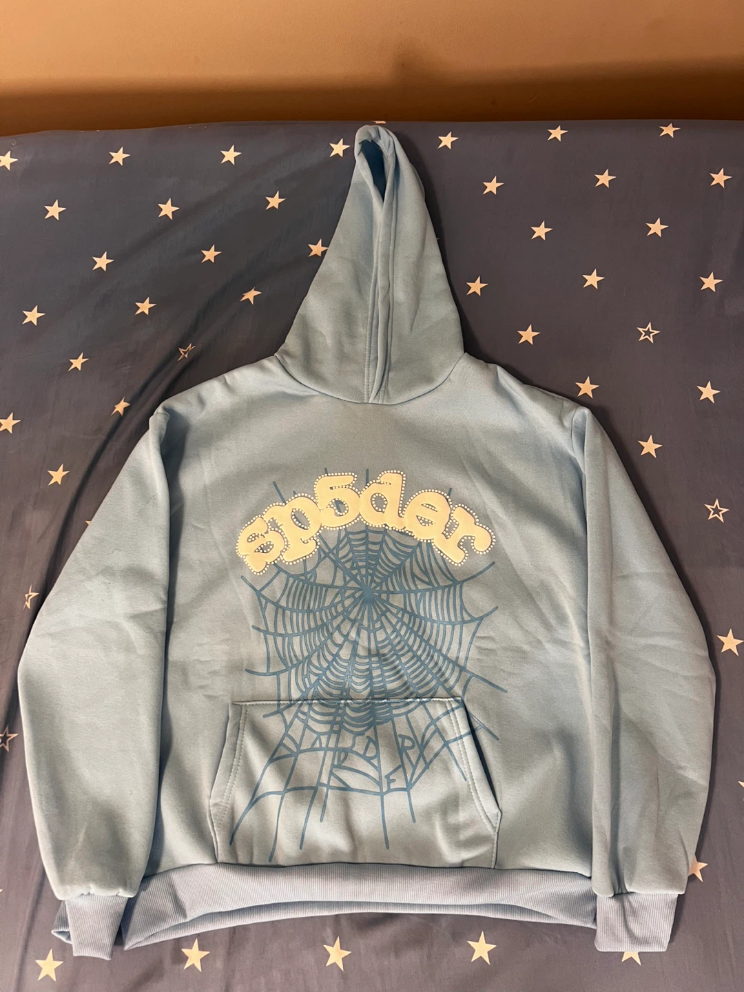 Blue spider web hoodie, size M