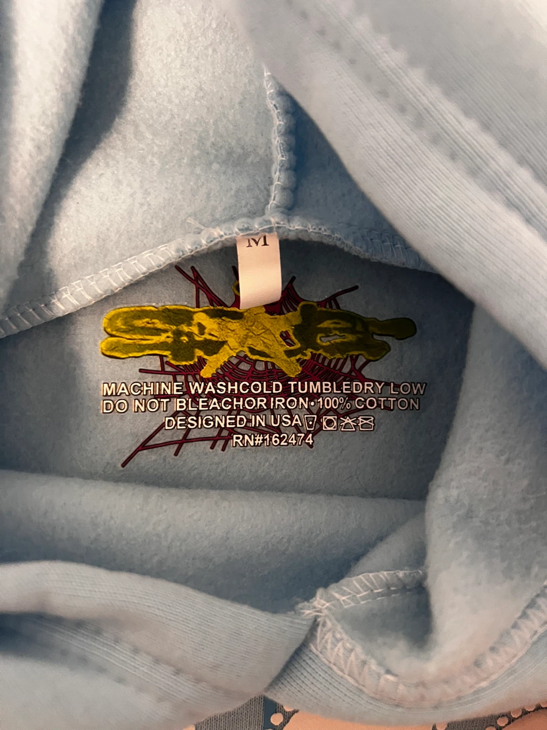 Blue spider web hoodie, size M - photo 3