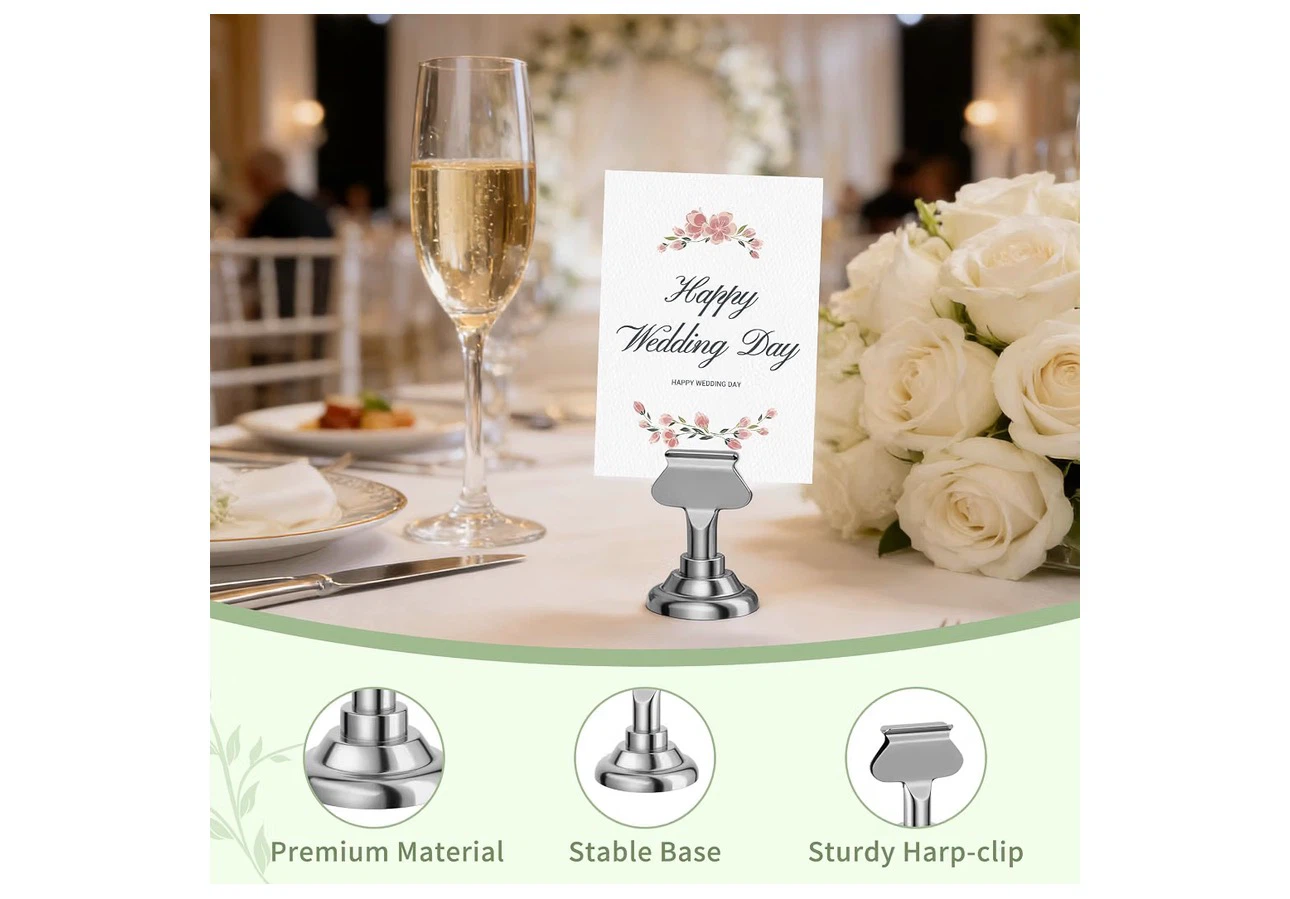 Metal Place Card Holders - 15 pcs silver - photo 4