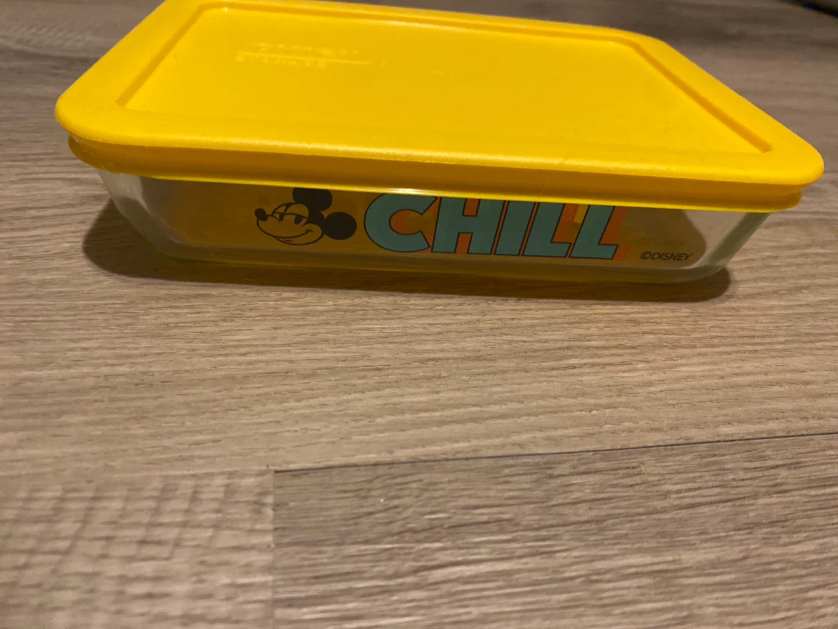 Pyrex Disney Chill glass storage dish with yellow lid