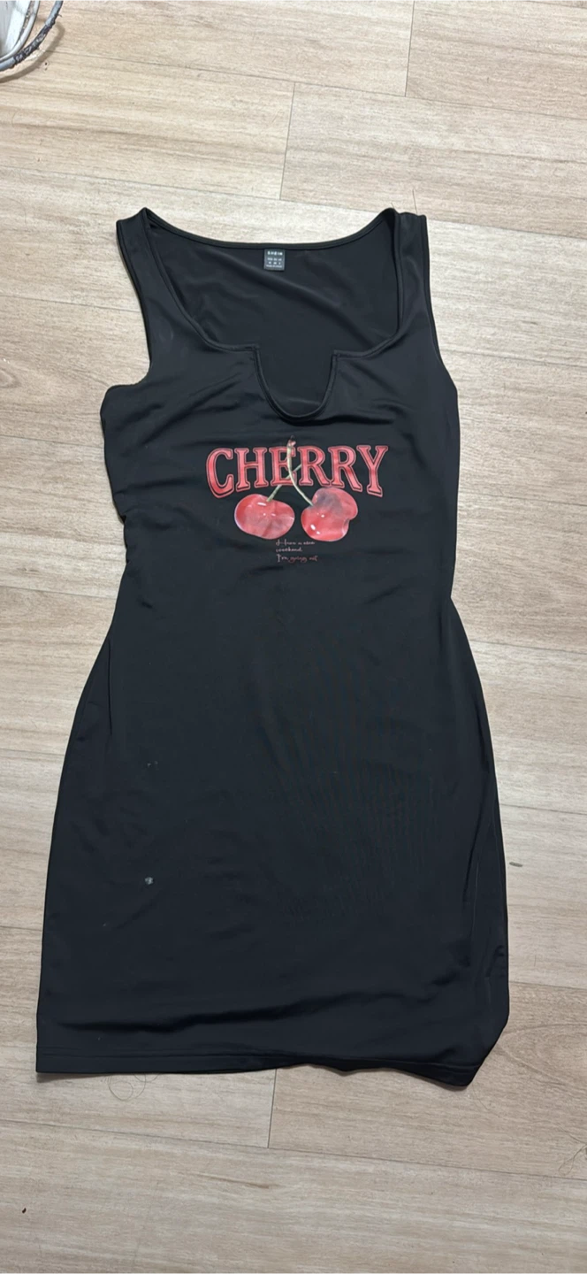 SHEIN Cherry Print Tank Dress