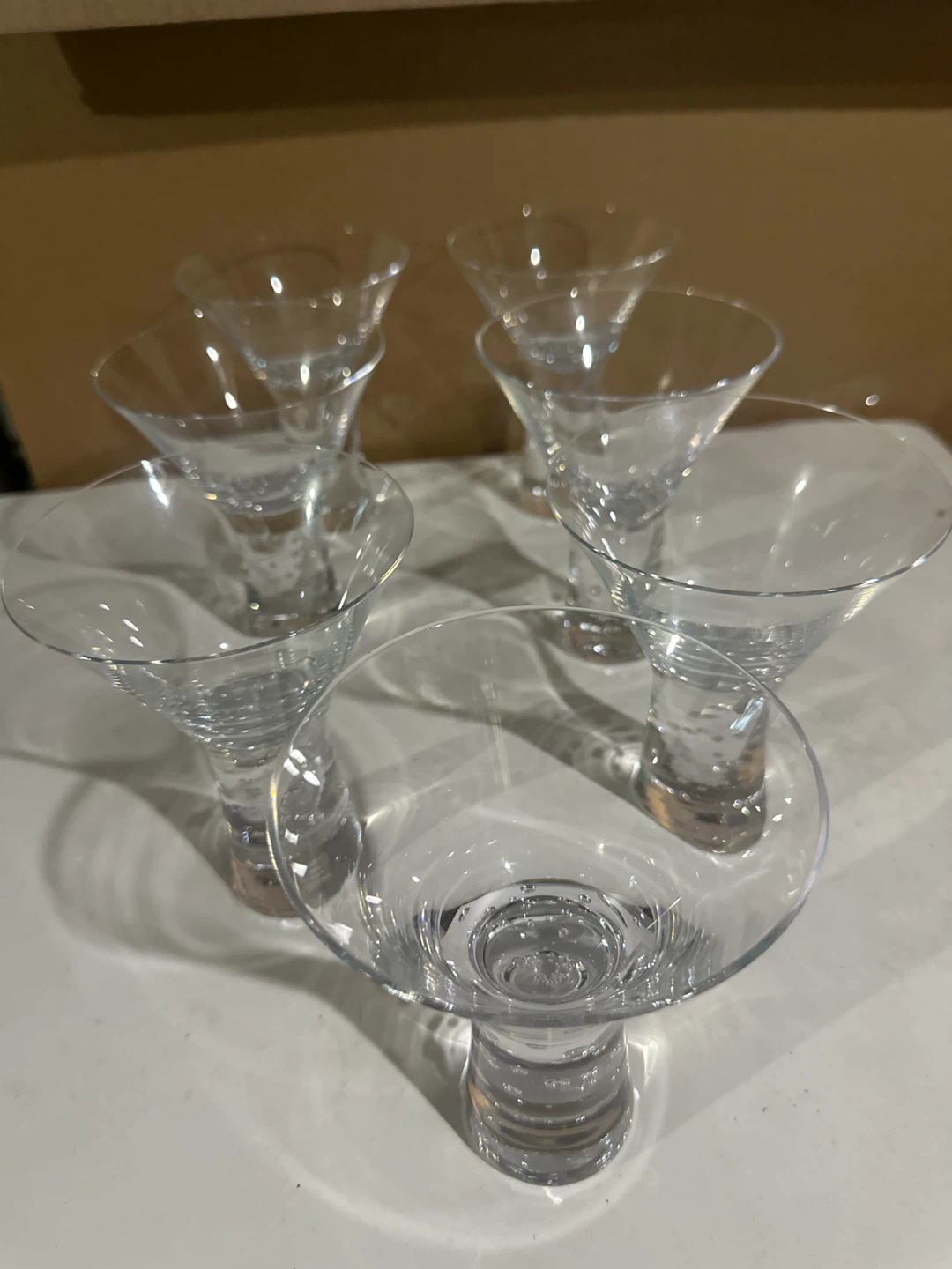 Set of 7 Bubble Base Martini Glasses