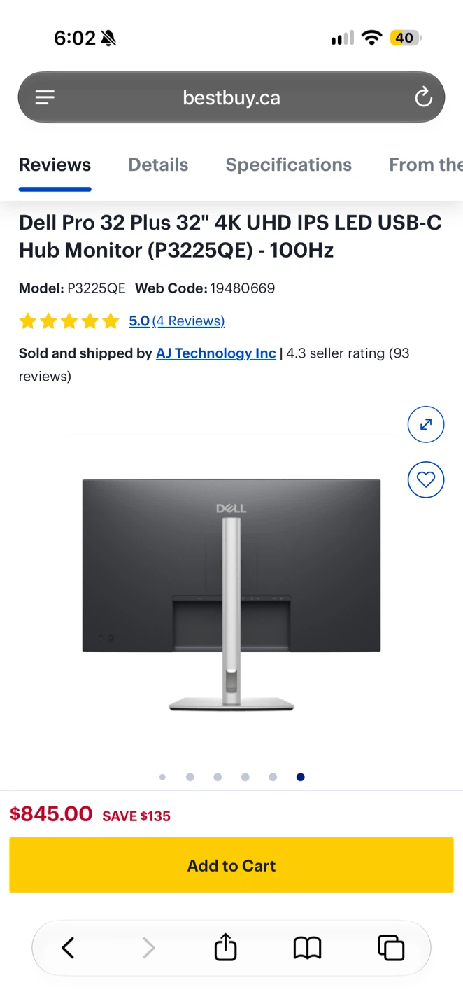 NEW Dell Pro 32 4K UHD USB-C Hub Monitor (P3225QE) - photo 2