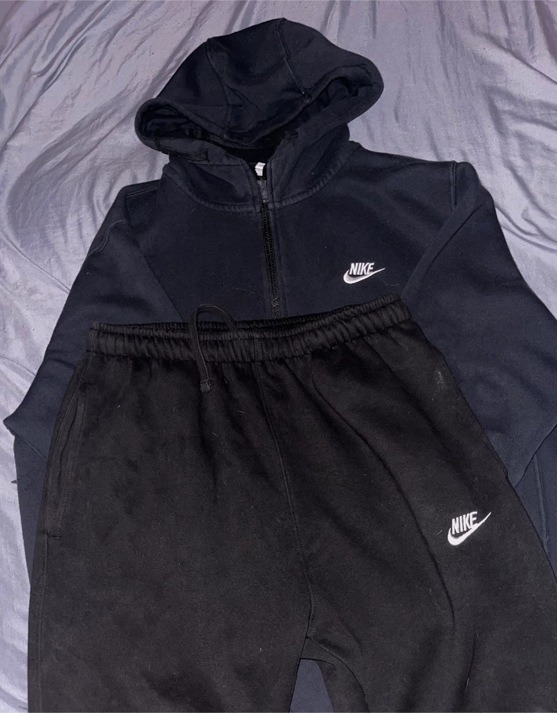 Nike Tracksuit Full Zip Hoodie Jacket and Cargo Pants Black