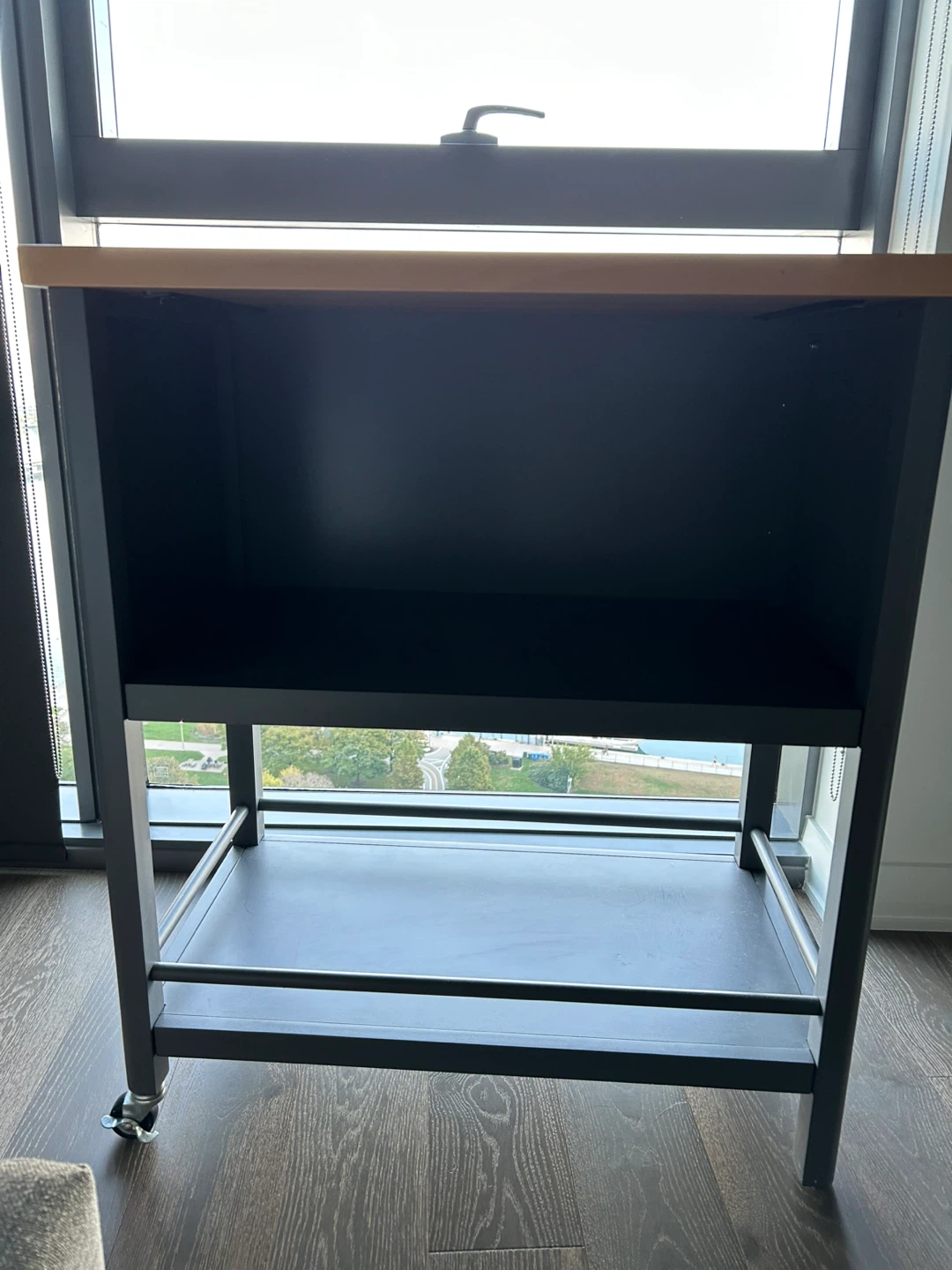 Rolling Utility Cart with Wood Top
