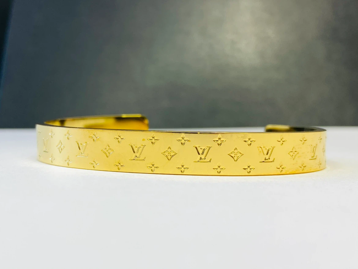 Gold-Tone Monogram Cuff Bracelet - photo 4