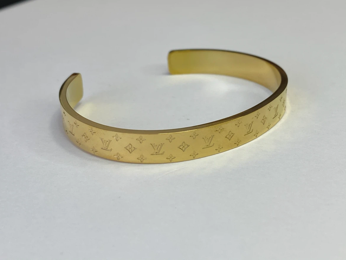 Gold-Tone Monogram Cuff Bracelet - photo 5