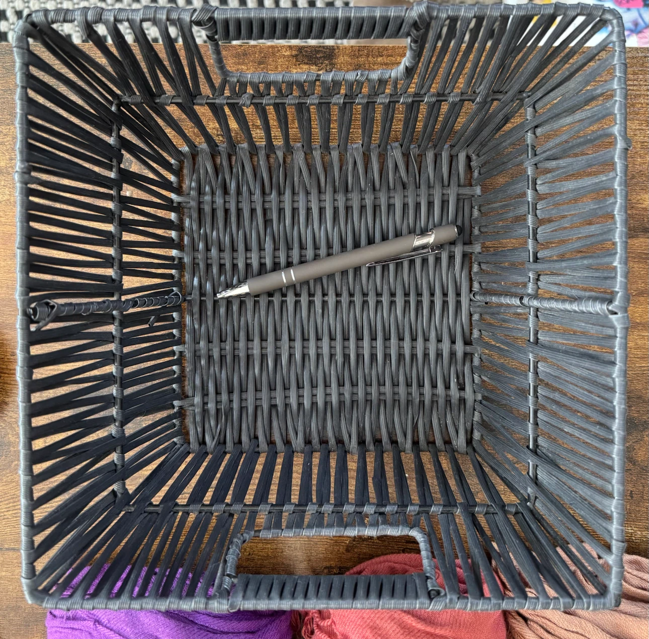 Dark grey woven storage basket - photo 2