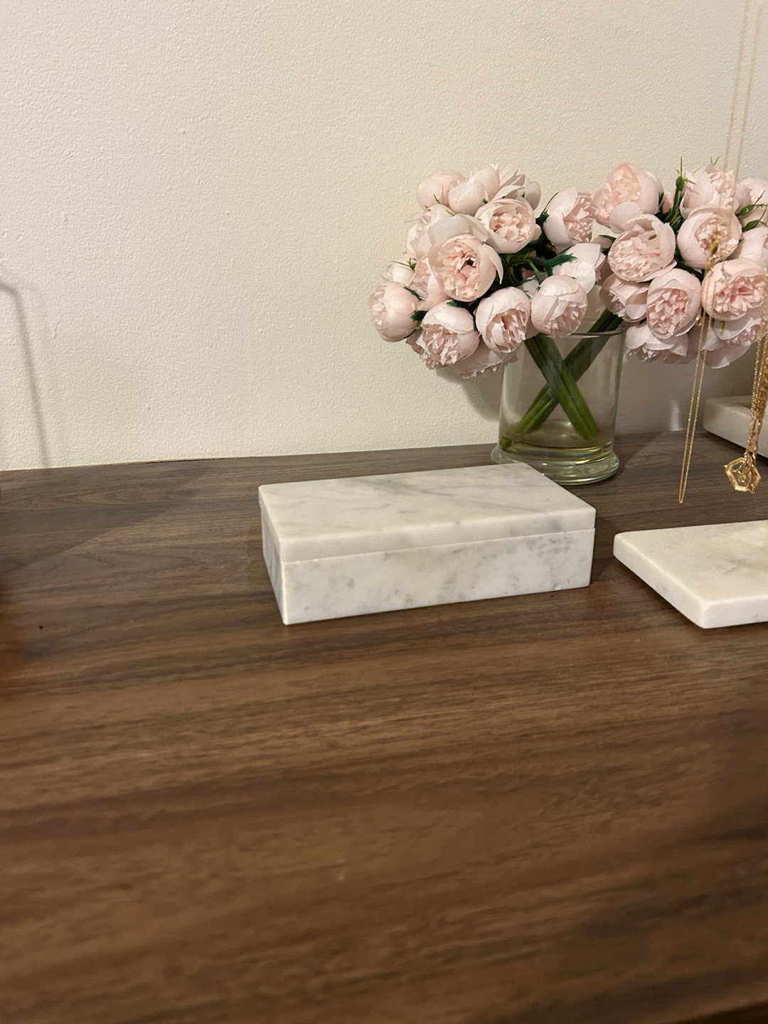 Crate and Barrel White Marble Decorative Storage Box