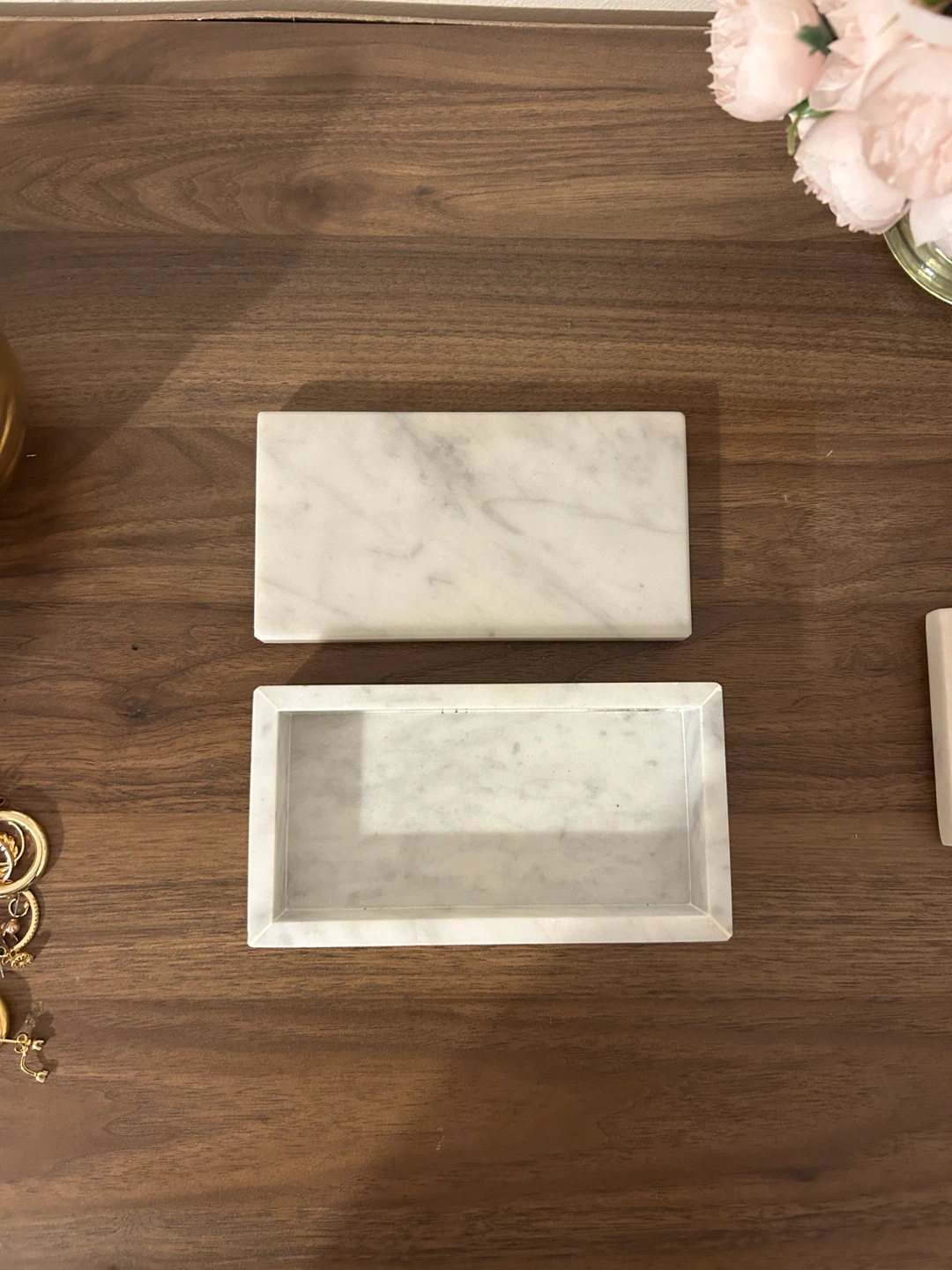 Crate and Barrel White Marble Decorative Storage Box - photo 4