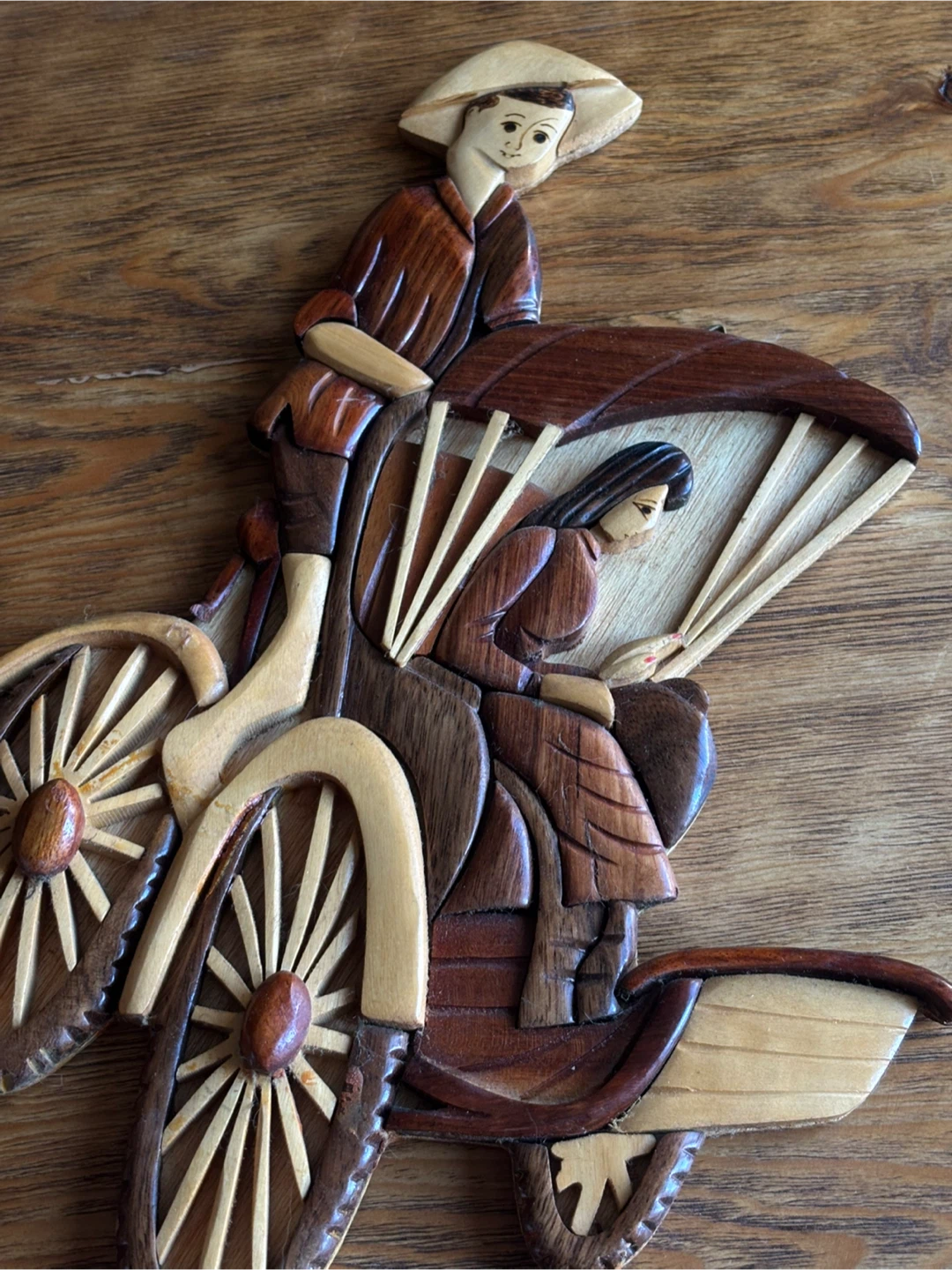 Mcm Vintage Handcrafted Wooden Rickshaw Wall Art - photo 3