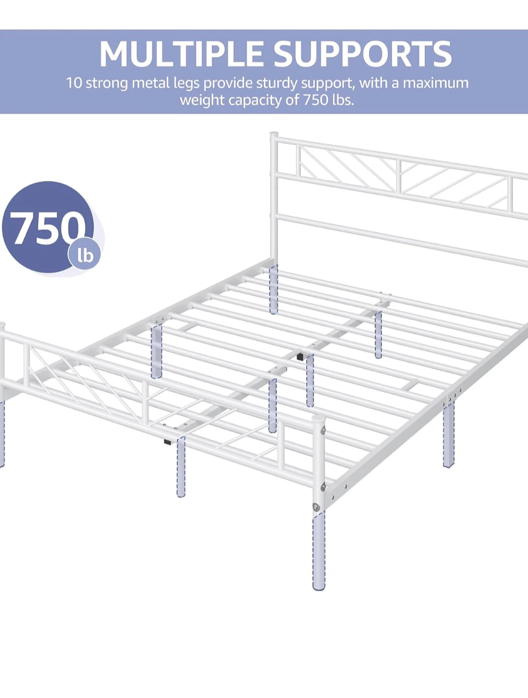 Full Size Hahrir White Metal Bed Frame - photo 3