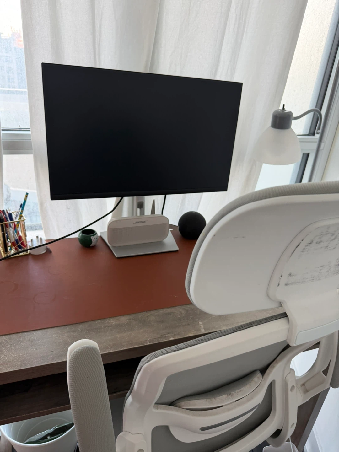 Rustic wood desk with shelf