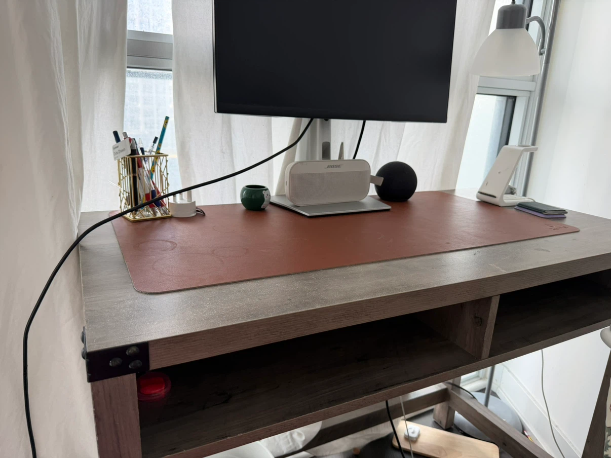 Rustic wood desk with shelf - photo 5